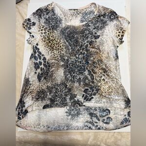 Animal Print/Burnout Short Sleeve T-Shirt